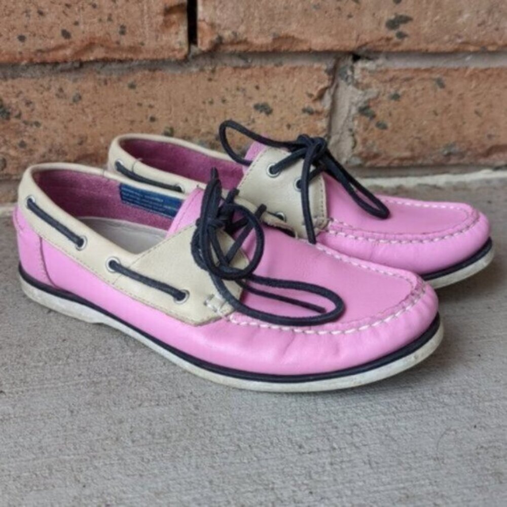 Rockport leather pink boat shoes